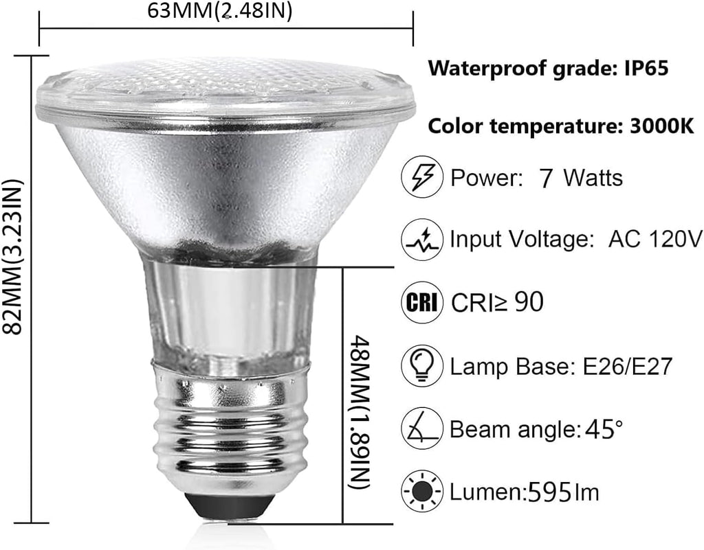 PAR20 LED Range Hood Light Bulbs Under Hood, 60W Incandescent Stove Light Bulbs Replacement, 7W LED Appliance Bulbs