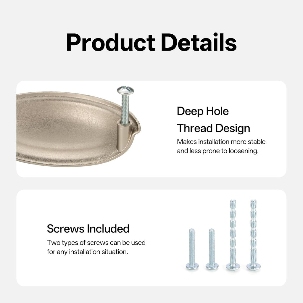 Hardware 10 Pack Cup Pull Cabinet Handles Brushed Nickel 3 Inch Cupboard Kitchen Handle Drawers Pulls