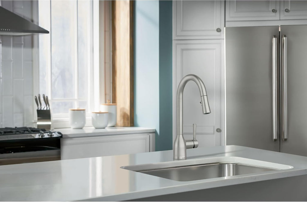 Adler Spot Resist Stainless One-Handle High Arc Pulldown Kitchen Faucet with Power Clean, 87233SRS