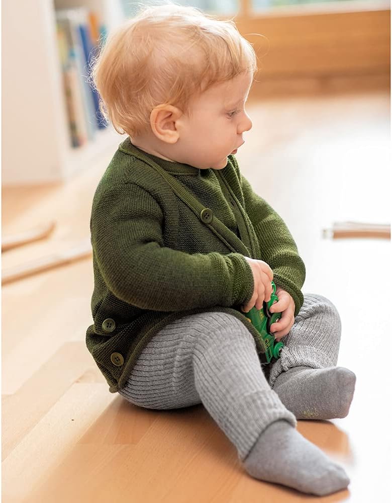 Organic Merino Wool Baby Cardigan Sweater, GOTS Certified, Made in Germany, to 4 Years