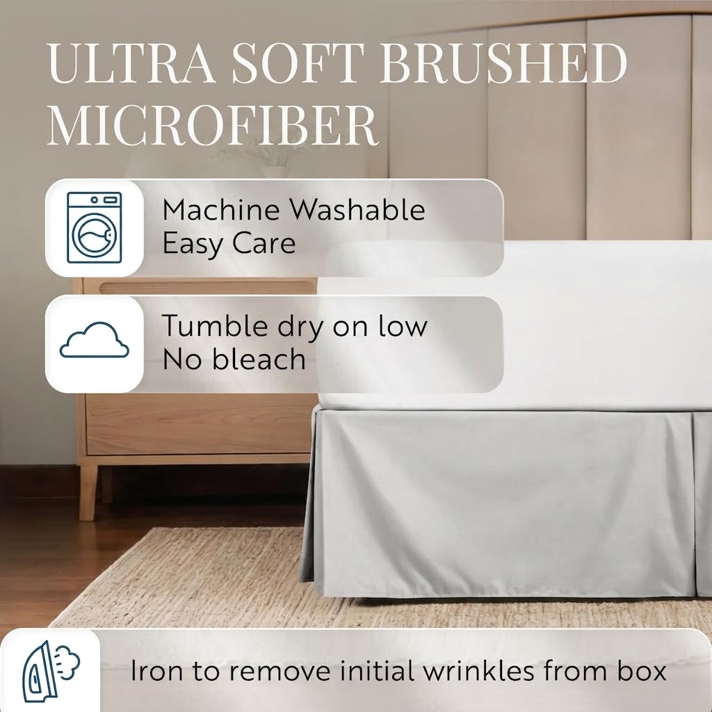 Pleated Bed Skirt, Twin, Light Gray