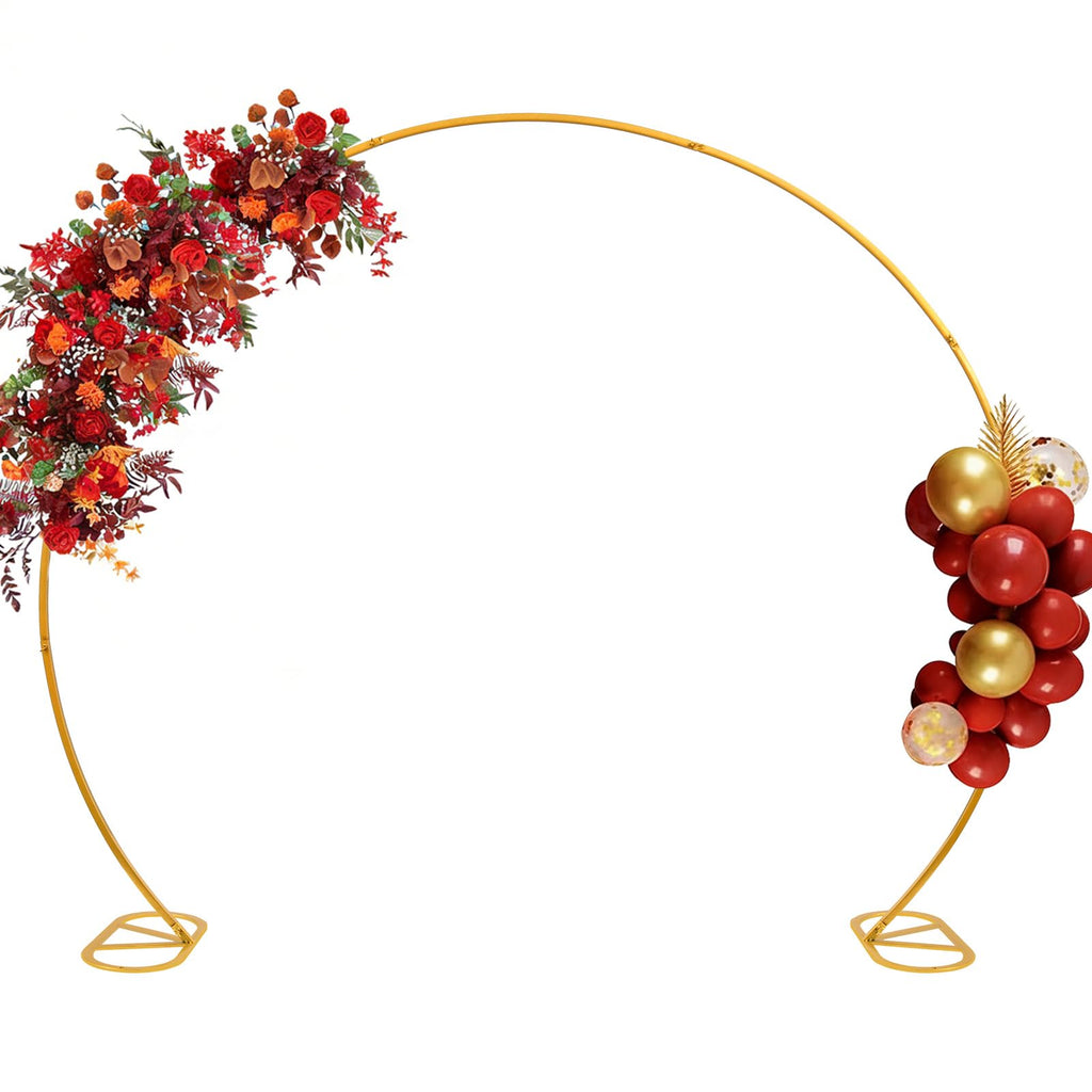 8ft Balloon Arch Stand, Round Backdrop Stand, Golden Circle Wedding Arch Frame for Wedding, Valentine's
