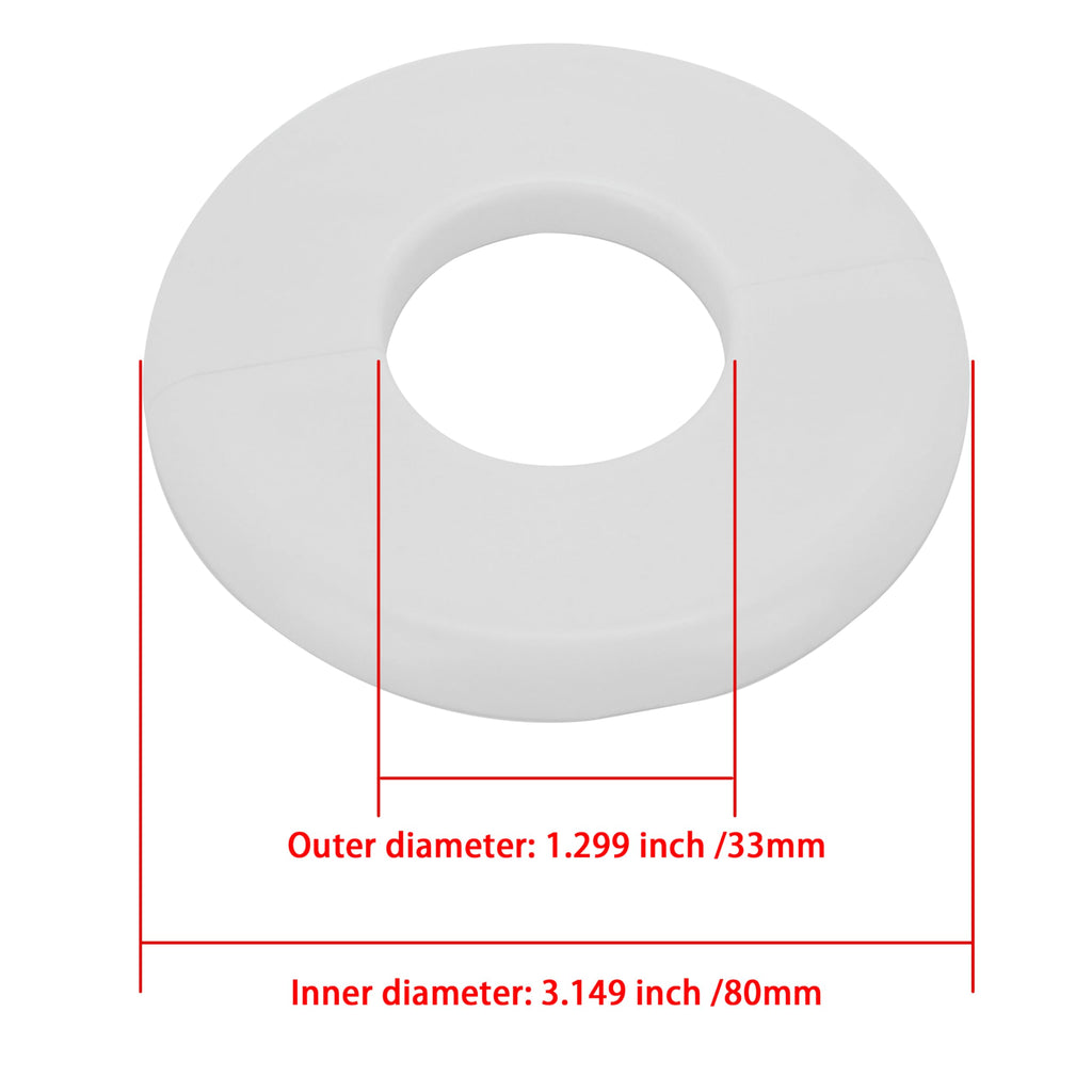 Wall Split Flange for 33mm Dia Pipe (1.3 inch), Flange Pipe Cover Decoration, ABS Round Self-Adhesive Escutcheon