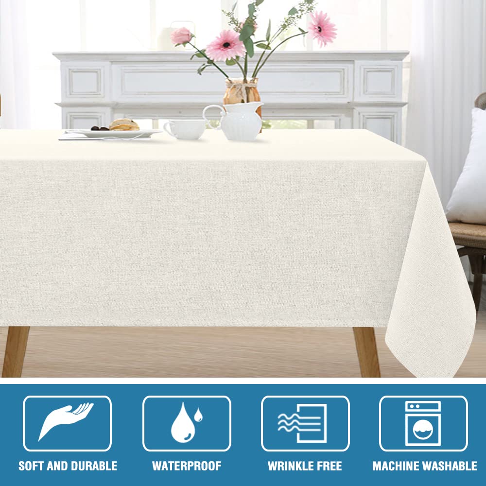 Linen Textured Tablecloth 60 x 84 Waterproof Decorative Table Cloth Spill-Proof Linen Look Cover for Party Table