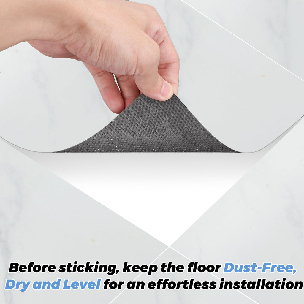 40 Sheet Vinyl Flooring 12x12 Inch Peel and Stick Floor Tile Waterproof White Marble Vinyl Floor Tiles Clearance Self