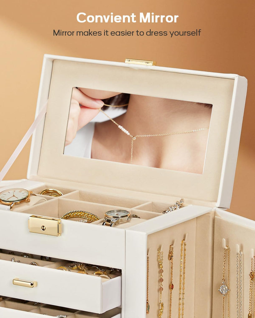 Large Jewelry Box for Women: 5-Layer Organizer with Lock for Dresser