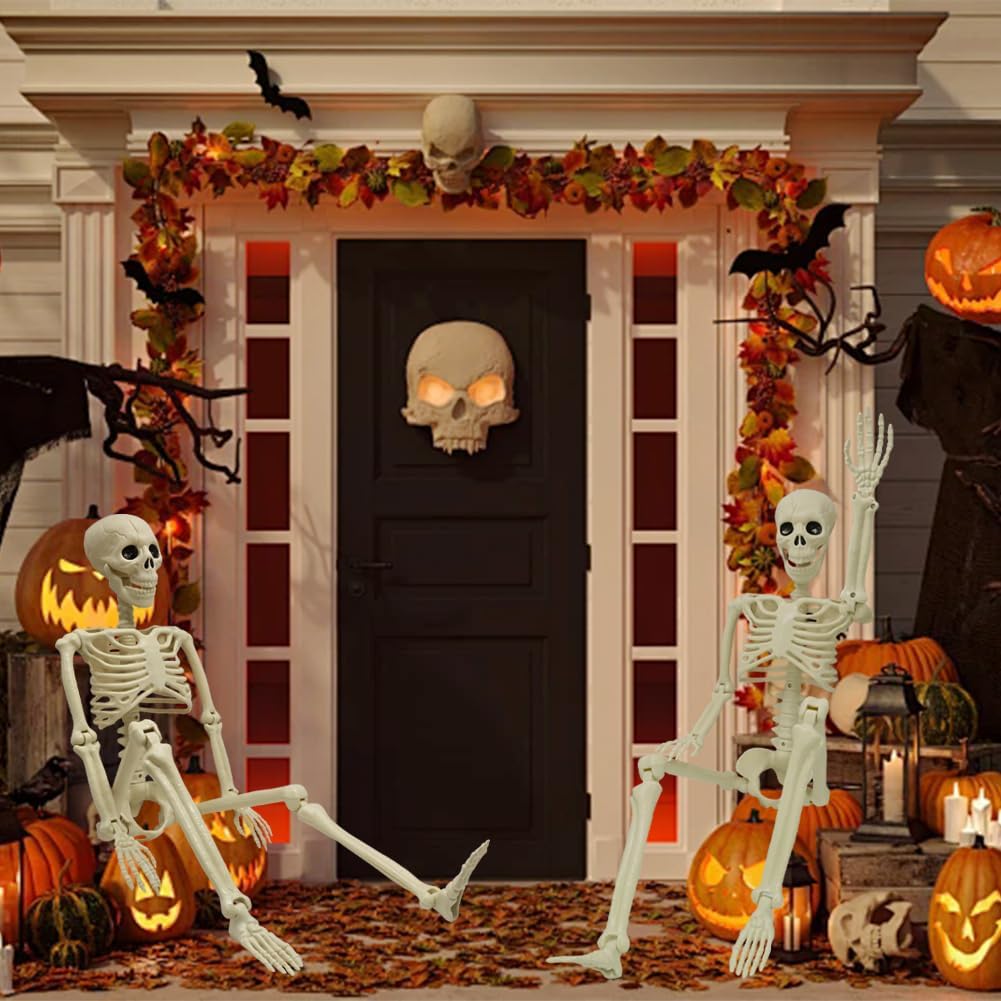 3ft Posable Plastic Halloween Skeleton-36" Skeleton Halloween Decor - Set of 2