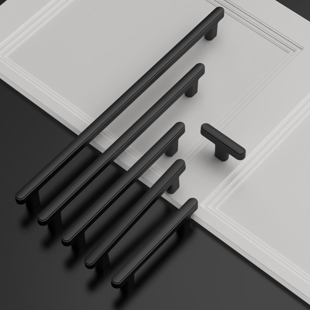 20 Pack 5 Inch(128mm) Matte Black Cabinet Pulls Heavy-Duty Solid Kitchen Cabinet Handles Black Drawer Hardware s