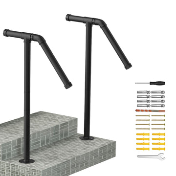 Stair Railing Handrails for Outdoor Steps Single Post Handrail Set of 2