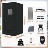 1-Person Portable Steam Sauna Tent for Home, 3L 1500W Sauna Box for Relaxation & Detoxification with Folding Chair