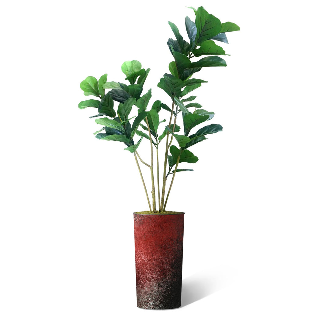 Artificial Tree in Modern Planter, Fake Ficus Lyrata Silk Tree for Indoor and Outdoor Home Decoration - 66" Overall