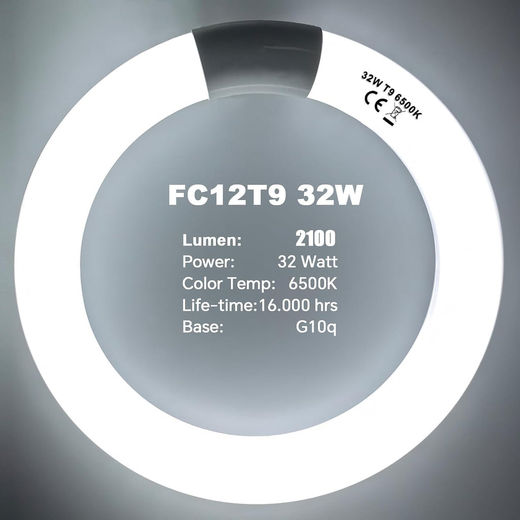 FC8T9 22W and FC12T9 32W Set Daylight, 8 inch T9 22 Watts Circular Light Bulbs, 12 inch 32 Watts Circline Fluorescent