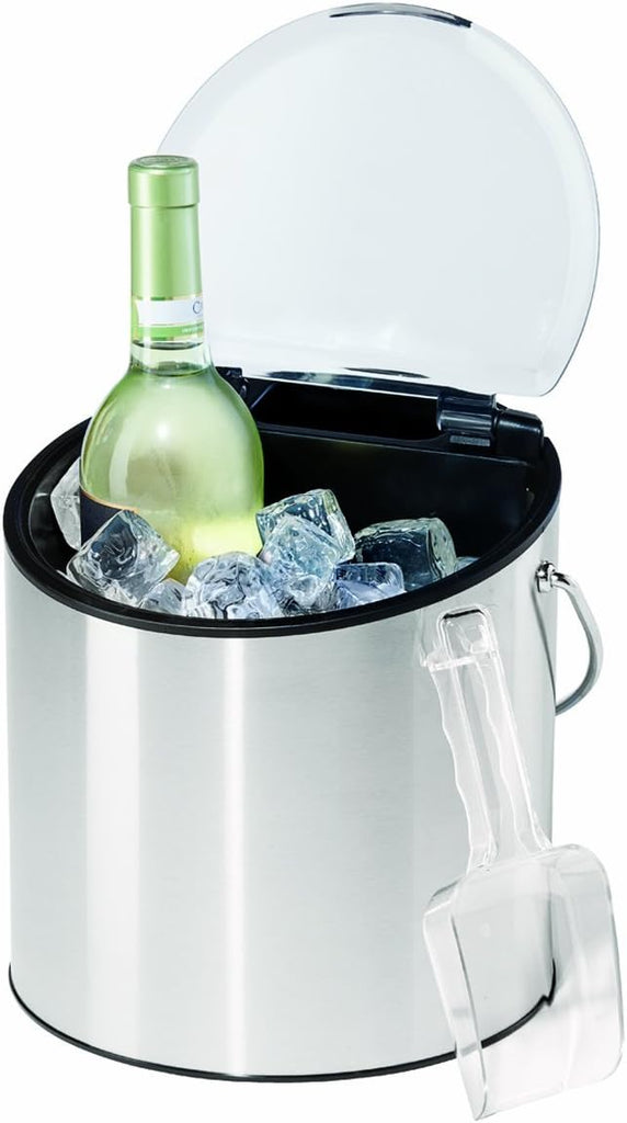 Wine & Ice Bucket- Ice Bucket with Lid & Ice Scoop, Wine Chiller Bucket, Tabletop Wine Chiller Holds 2 Bottles, Bar