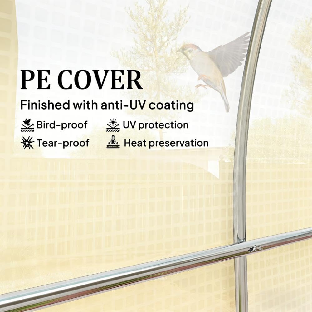 Portable Greenhouses for Outdoors, Walk-in Tunnel Hoop House Grow Tent | Sturdy galvanized steel frame with