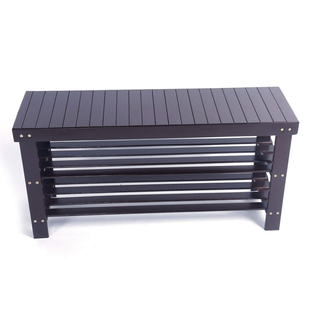 Sturdy Shoe Rack Bench, 3-Tier Bamboo Shoe Organizer Storage Shelf, Holds Up to 550 Lbs, Ideal Bathroom Living