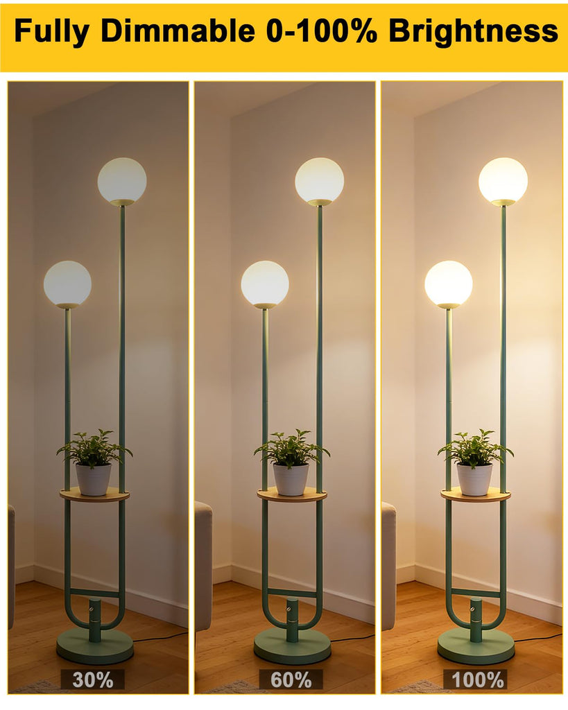 63IN Green Floor Lamp 2 Globe Mid Century Standing Lamps with Bulbs Included Unique Vintage Dimmable Tall Floor Lamp