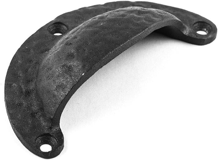 Black Iron Cup Bin Pull Cabinet Drawer Handle, Pack of 6