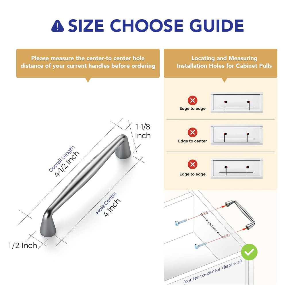 Polished Chrome Cabinet Handles Solid Handles,4 Inch,30 Pack