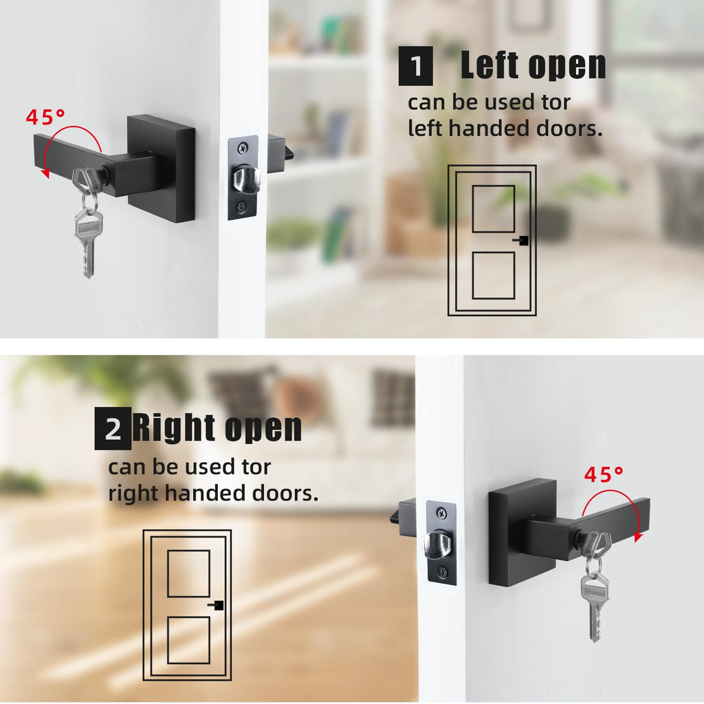Entry Door Lock Set, Square Door Lever