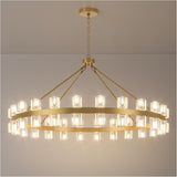 48 Inch Gold Wagon Wheel Chandelier with Crystal Shade, 48 Lights, Modern Farmhouse Style, Ideal for Dining Room, Kitchen, Entryways A117-B0D1NPW7D2