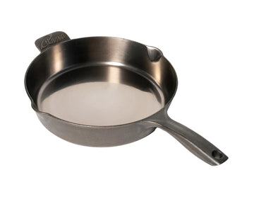 Un-seasoned Modern Heirloom Mirror Polished Cast Iron Skillet Pan 12" (2.7" Wall Height / 3.7 L), Silver