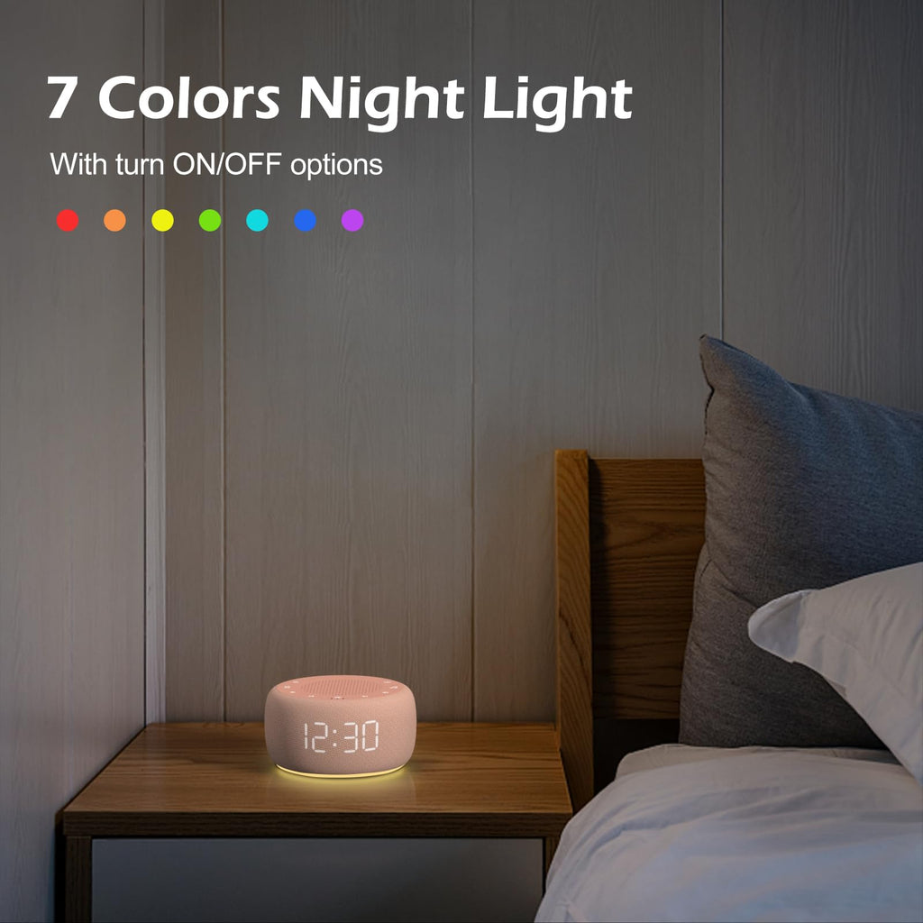 Sound Machine & Alarm Clock 2-in-1, Bedroom Sleep Clock, Peach