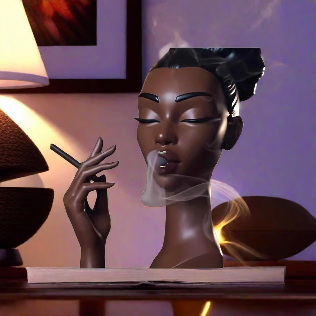Elegant Head Incense Black Woman Burner, Modern Design, Stylish Incense Holder Black Women, Sophisticated Home Decor