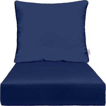 Deep Seating Outdoor Chair Cushion, Navy Blue, 24" x 27" | Patio Furniture Cushion, Deep Seat with Pillow Back, Made