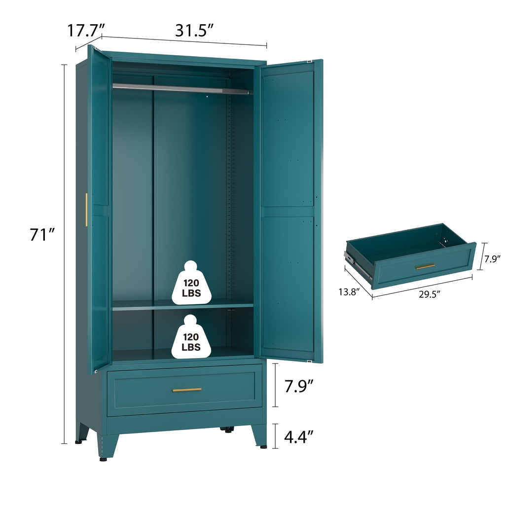 Metal Armoire Wardrobe Closet, Bedroom Armoires with Drawers
