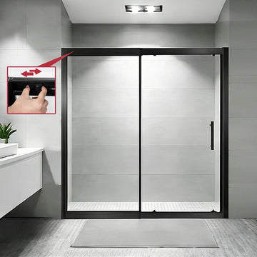 Shower Door 56-60" W x 72" H, No-Cut Telescopic Shower Door, Single Sliding Shower Door
