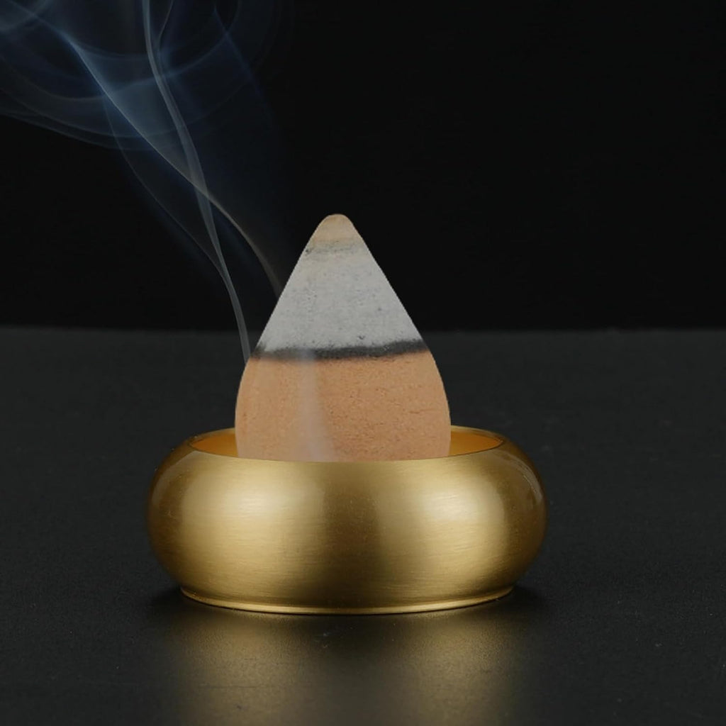 Brass Incense Burner Holder, Mini Copper Incense Stick Holder Gold Cone Incense Holder for Yoga Meditation - Set of 12