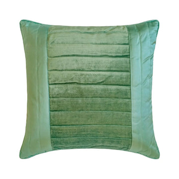 Decorative Sea Blue Pack of 2, 26x26 inch (65x65 cm) Euro Size Shams, Velvet & Satin Striped & Quilted Euro Shams for