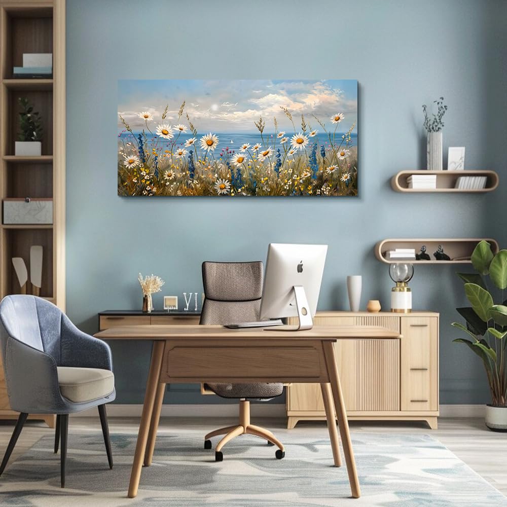 Blue Ocean Canvas Wall Art Wall Decor Bathroom Decoration Abstract Natural Seascape Painting Modern Office