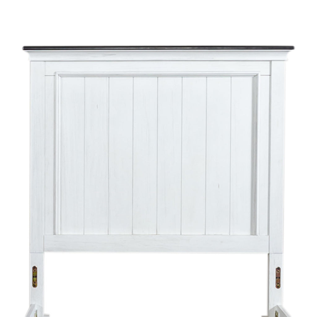 Allyson Park Panel Bed Cottage - Wirebrushed White w/Charcoal Tops
