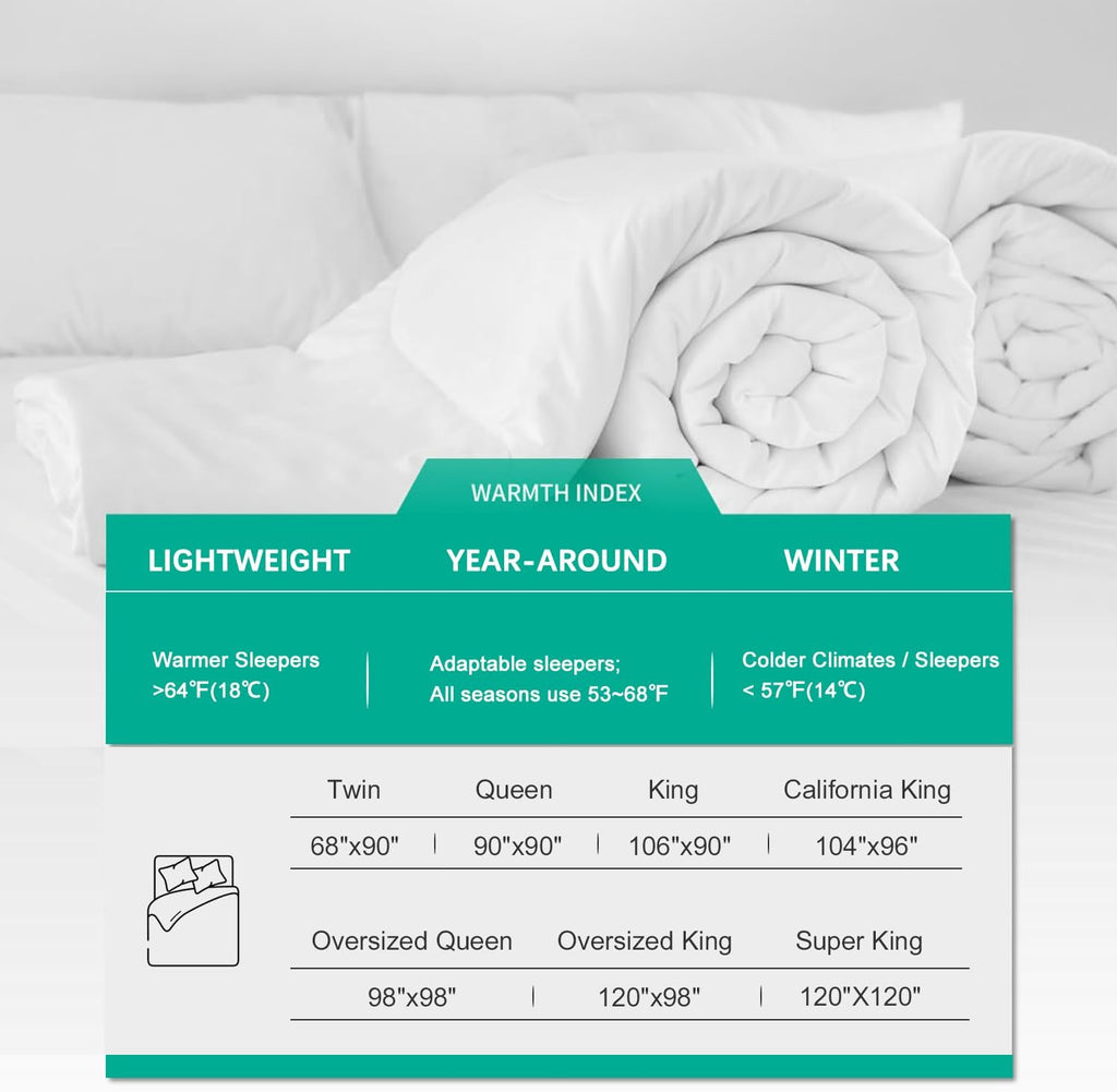 Twin Lightweight Feathers Down Fiber Comforter, Light Warmth Luxury Duvet Insert for Hot Sleepers/Wa