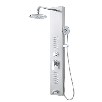 Shower Panel Tower System, 4 Functions, Surface Wall Mount, Brushed
