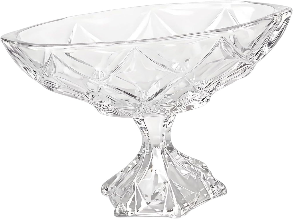 Crystal Bowl, Salad Bowl, Oval Serving Bowls Clear Crystal Glass Decorative, Fruit Plate with Cut Pattern, Table