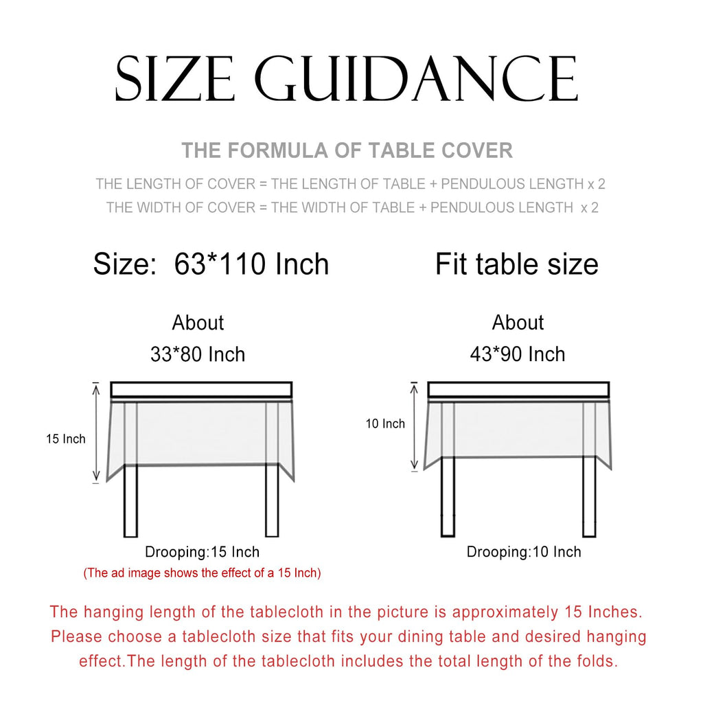Designer French Farmhouse Fall Tablecloth, Rectangular, 110"x63"