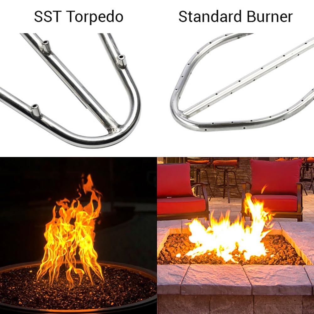 Fire Penta Fire Pit Burner, 18-Inch, Stainless Steel, Natural Gas