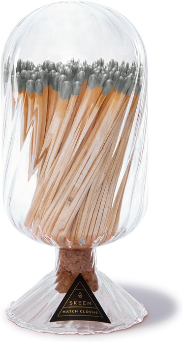 Silver Helix Match Cloche - Sculptural Apothecary Vessel with Built-in Striker - Festive Winter Décor & Premium