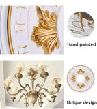 PU Decorative Ceiling Medallion for Light Fixtures and Ceiling Fans, Molded Plastic, Gold and White Finish, (B-15.6"OD