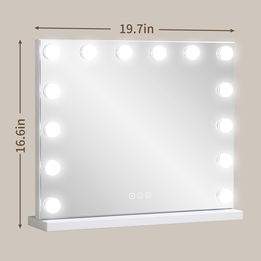 Vanity Mirror with Lights Lighted Makeup Mirror with Dimmable LED Bulbs,3 Color Lighting Modes,USB Charging Port