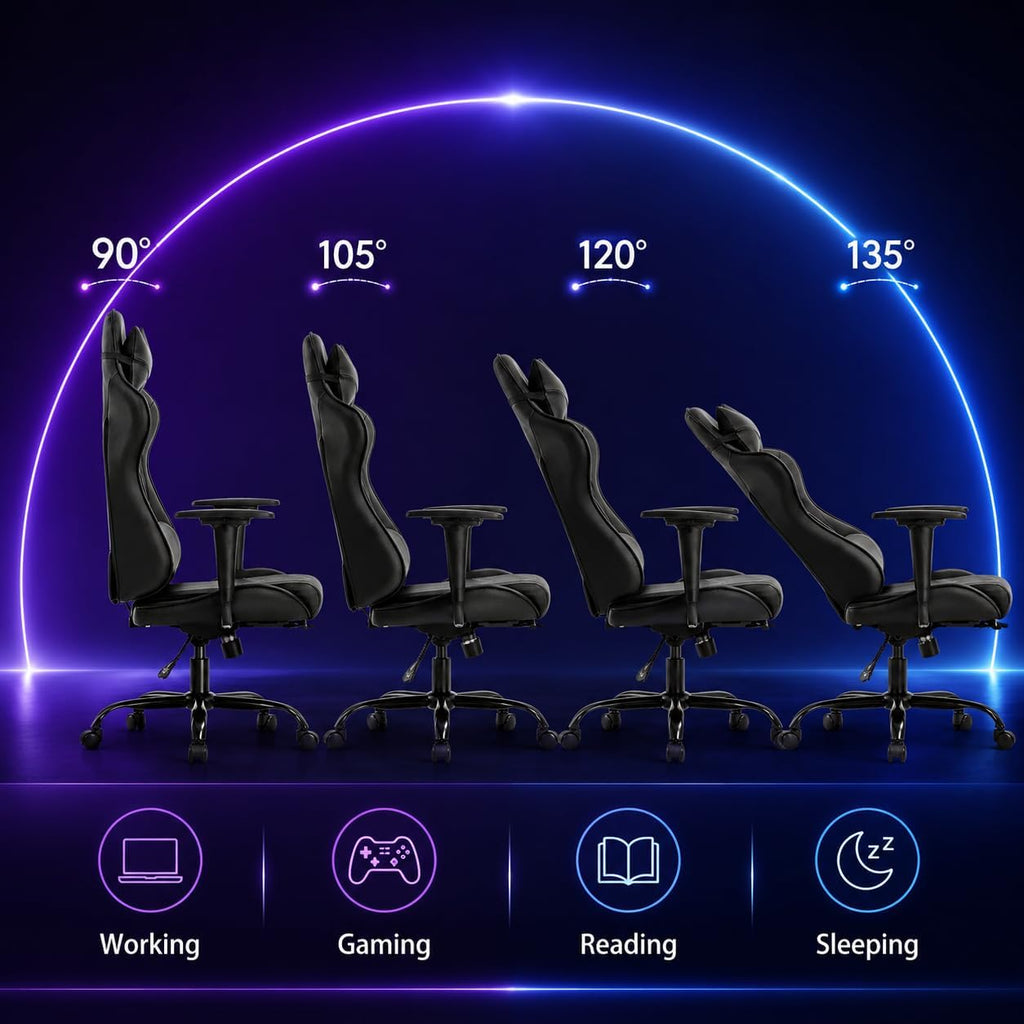 Gaming Chair Racing Office Chair Ergonomic Desk Chair Massage PU Leather Recliner PC Computer Chair with Lumbar