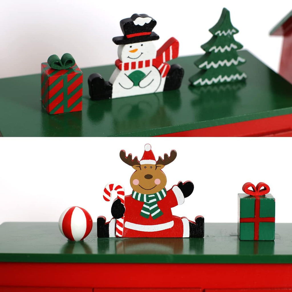 Christmas Wooden Advent Calendar Train with 24 Drawers for Adults Kids Christmas Countdown Decoration