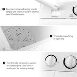 Portable Mini Compact Twin Tub Washing Machine 20lbs Washer Spain Spinner Portable Washing Machine, Blue+ White