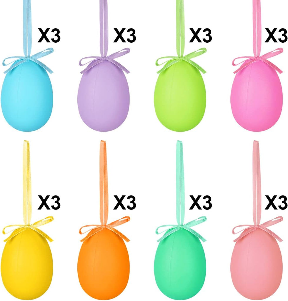 Easter Decorations Tree Ornaments - Hanging Egg Spring Ornaments for Small Tree, Matte Finish with Nice - Set of 24