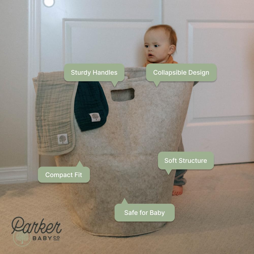 Large Felt Nursery Laundry Hamper & Storage Basket - Gray