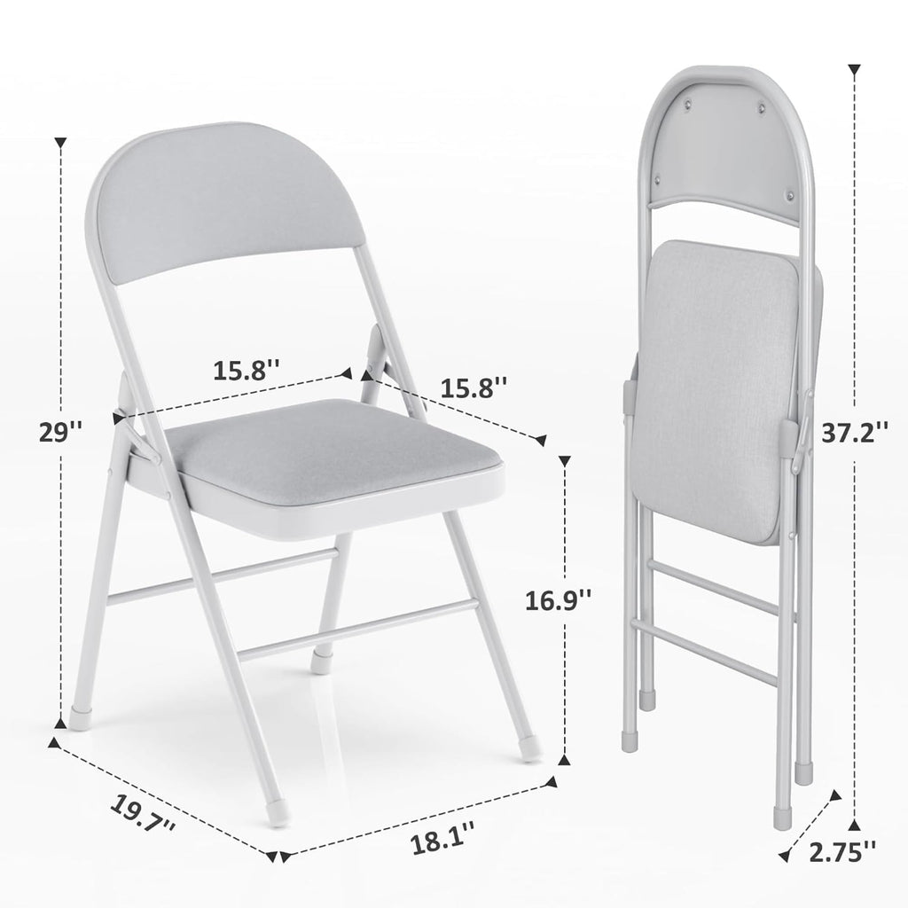 Folding Chairs Set, Indoor Outdoor, Neutral Grey