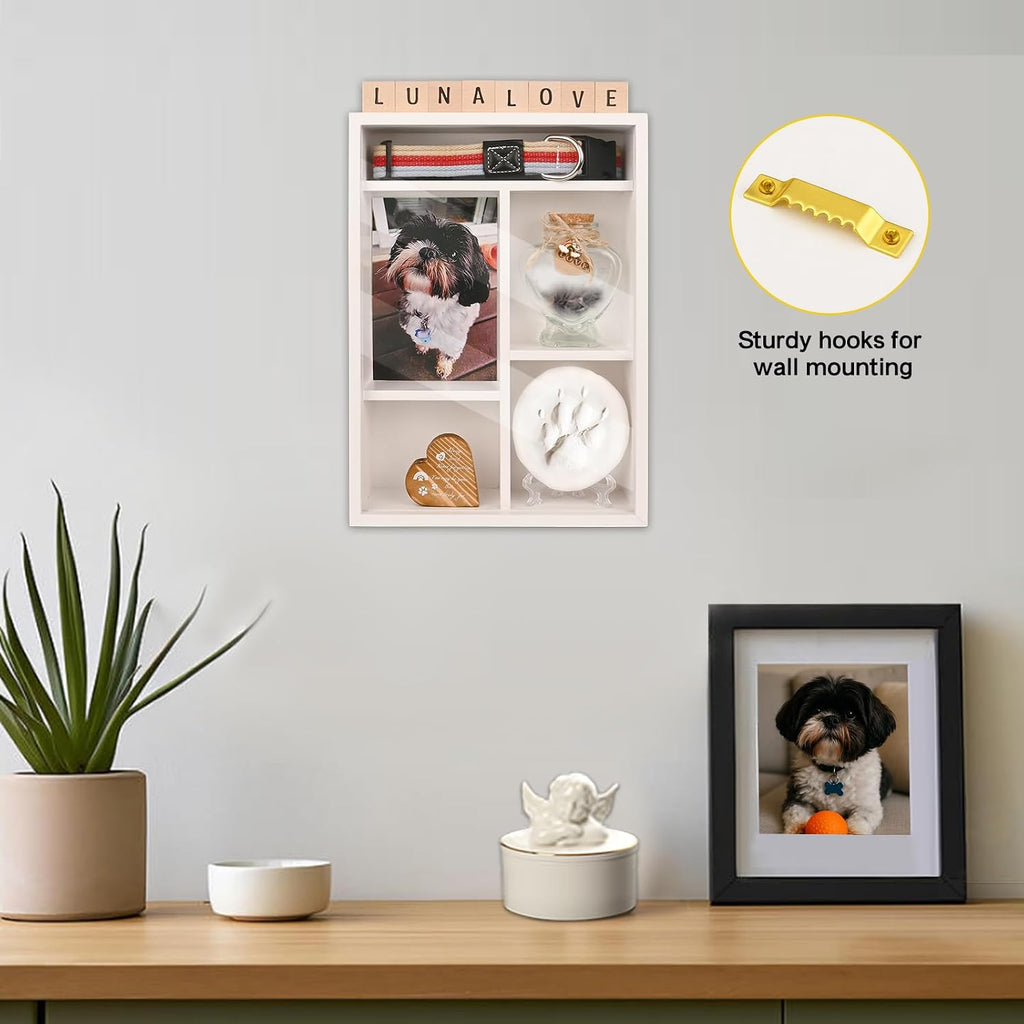 Pet Memorial Shadow Box with Shelves 8.5 X 12 X 3