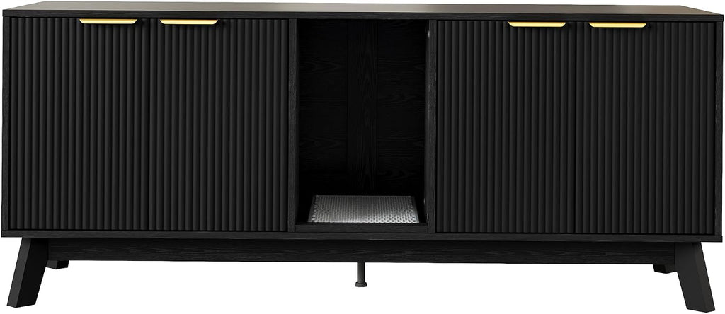 Cat Litter Box Furniture for 2 Cats, 59" Hidden Litter Box Furniture